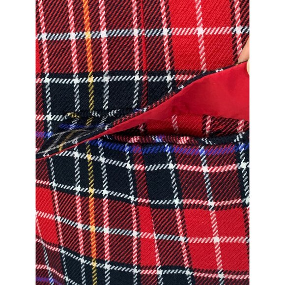 Vintage 90s Doncaster Red Plaid Wool Blazer Jacket Size 8 Button Lined RFF10659 - Picture 6 of 8